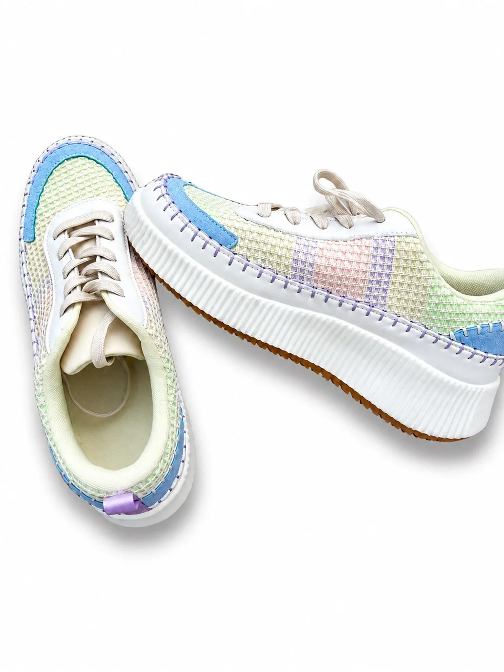 Nicole Miller Pastel Platform Sneakers Size 10 Rainbow Mesh Casual Shoes